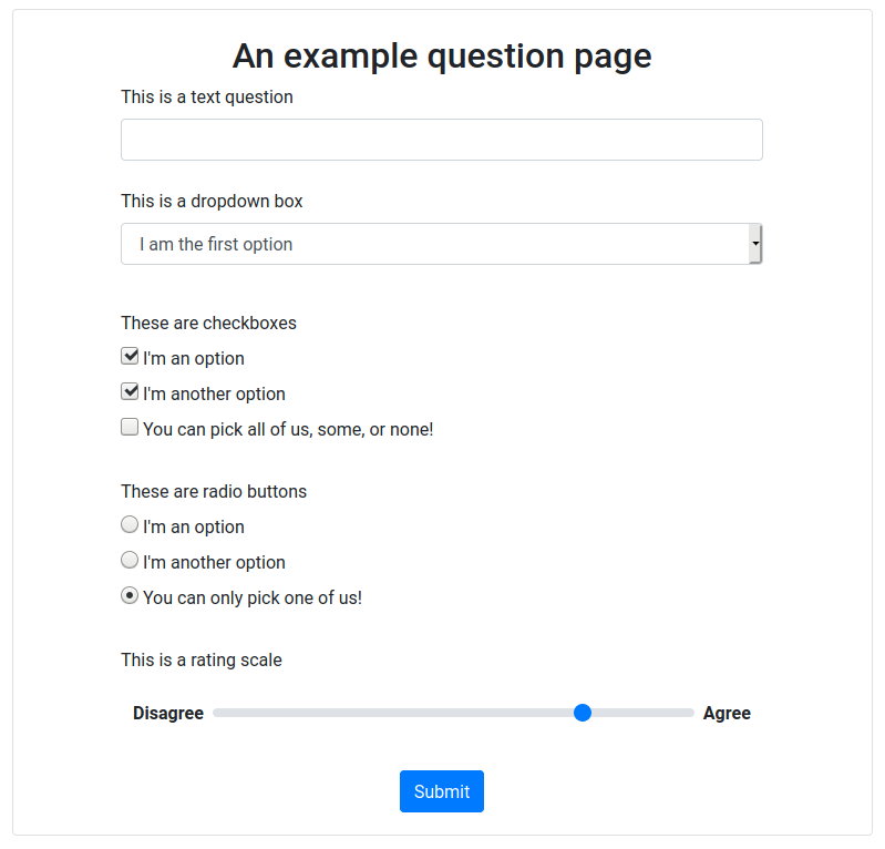 Example question page